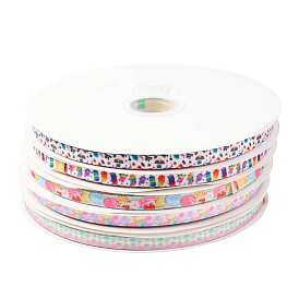 Polyester Grosgrain Ribbon, Color Printed Ribbon, for Gift Packaging