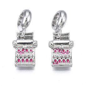 Rack Plating Alloy Enamel European Dangle Charms, Large Hole Pendants, Cadmium Free & Nickel Free & Lead Free, Platinum, Handbag