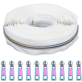 5 ярды полиэстеровых молний, с 10шт. алюминиевыми бегунками для молний для аксессуаров одежды