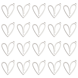 20 шт. 304 подвески из нержавеющей стали, шарма сердца