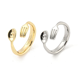 Spoon & Fork Brass Open Cuff Rings, Long-Lasting Plated