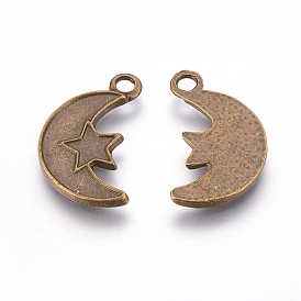 Alloy Finding Pendants, Lead Free and Cadmium Free, Moon