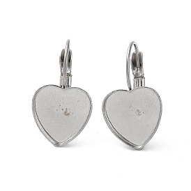 304 Stainless Steel Hoop Earrings Findings, Heart