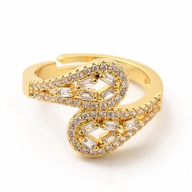 Cubic Zirconia Teardrop Adjustable Ring, Golden Brass Jewelry for Women