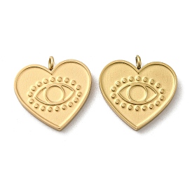 Ion Plating(IP) 316L Surgical Stainless Steel Pendants, Heart with Eye Charm