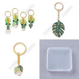 Llavero con colgante de esmalte de aleación de hoja, con granos de acrílico, para coche bolso colgante decoración llavero