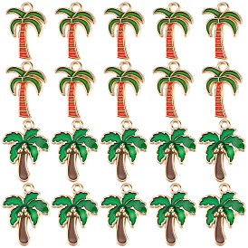 20 шт 2 стили подвески из сплава эмали, кокосовая пальма
