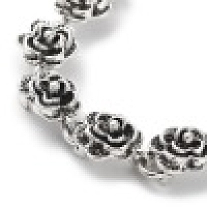 Vintage Alloy Rose Flower Link Chain Bracelet for Women