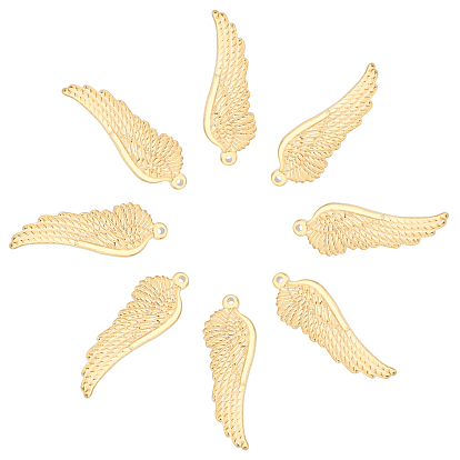 8Pcs 304 Stainless Steel Pendants, Ion Plating (IP), Wing