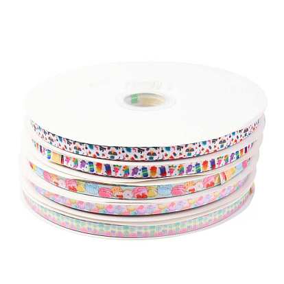 Polyester Grosgrain Ribbon, Color Printed Ribbon, for Gift Packaging