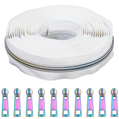 5 ярды полиэстеровых молний, с 10шт. алюминиевыми бегунками для молний для аксессуаров одежды