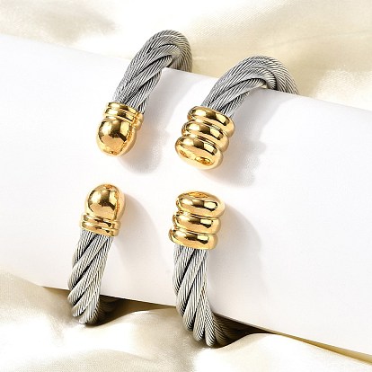 304 из нержавеющей стали манжеты браслеты, браслеты с крутящим моментом для женщин, скрученный, ионное покрытие (ip)