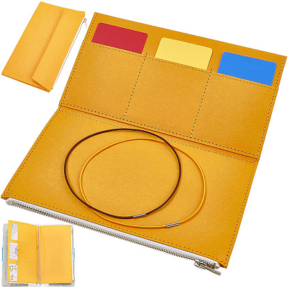 1 Pochettes de rangement rectangulaires à fermeture éclair pour factures en papier, pochettes de classement, avec 2pcs 2 couleurs cordons élastiques en nylon pour carnet de voyage