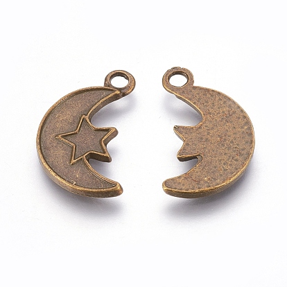 Alloy Finding Pendants, Lead Free and Cadmium Free, Moon
