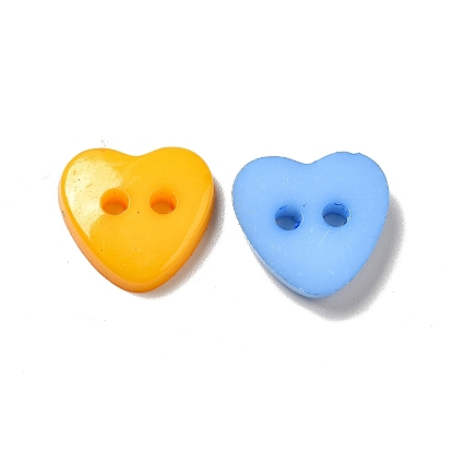 Acrylic Heart Buttons, Plastic Sewing Buttons for Costume Design, 2-Hole, Dyed