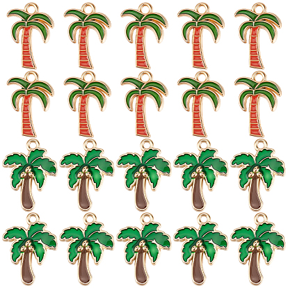 20 шт 2 стили подвески из сплава эмали, кокосовая пальма
