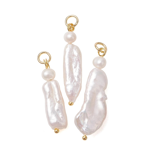 Подвески из натурального барочного жемчуга кеши, подвески-самородки с латунными петлями, цветочный белый