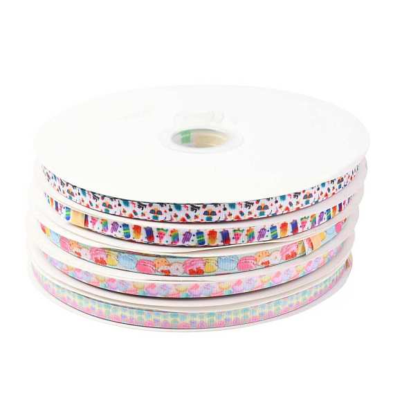 Полиэстер Grosgrain ленты, лента с цветным принтом, для подарочной упаковки
