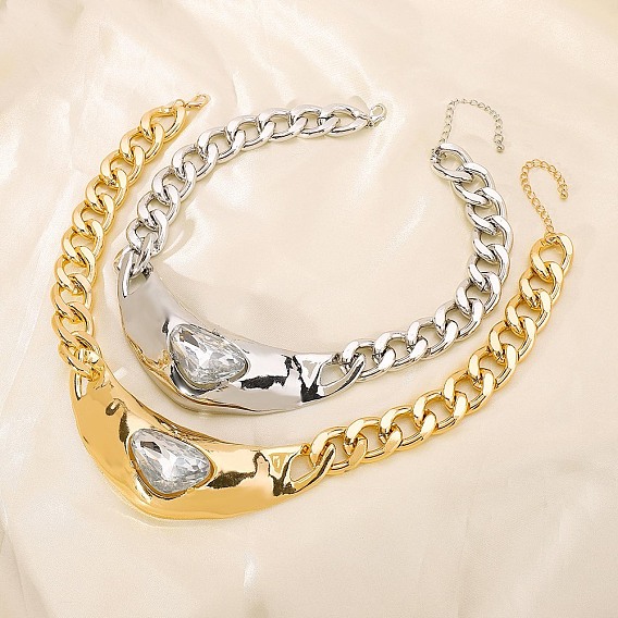 Ccb пластик с прозрачным стеклом треугольный сплав кубинские звенья цепи чокер ожерелья