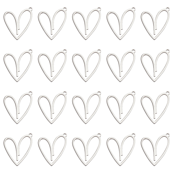 20 шт. 304 подвески из нержавеющей стали, шарма сердца