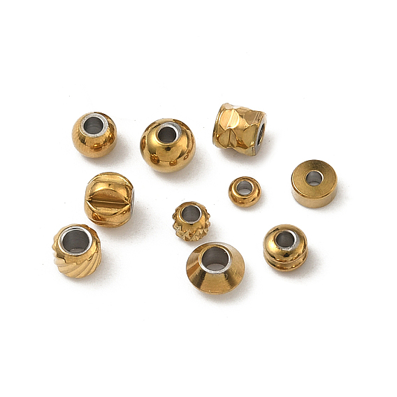 304 из нержавеющей стали бусы, ионное покрытие (ip), долговечный, стойки покрытие, реальный 18 k позолоченный