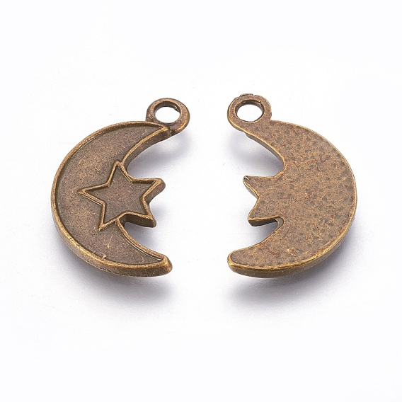 Alloy Finding Pendants, Lead Free and Cadmium Free, Moon
