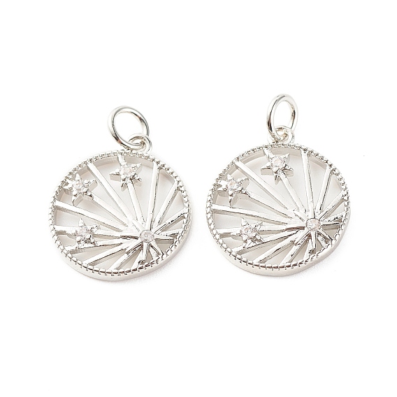 Латунные микропаве прозрачные подвески с фианитом, без кадмия и без свинца, плоско-круглые