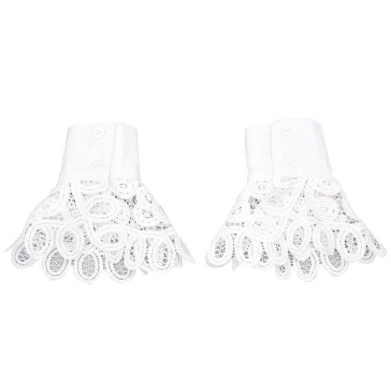 Polyester Oversleeves, Lace Wristband, False Sleeves, Wrist Cuff, with Plastic Button, for Women