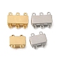 2-Strands Brass Magnetic Clasps, Rectangle, with Loops