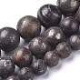 Hilos de perlas de pirita africana natural, rondo