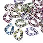 UV Plating Printed Transparent Acrylic Beads, Large Hole Beads, Iridescent, Twist with Leopard Print