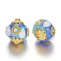 Oval Handmade Indonesia Beads, with Alloy Cores, Golden