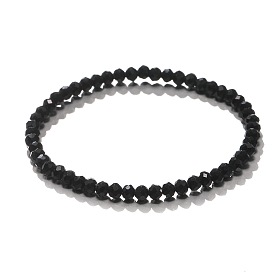 4mm Prism Faceted Rondelle Glass Beaded Stretch Bracelets for Women