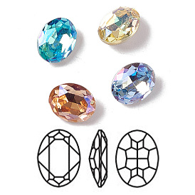 Glass Rhinestone Cabochons, Pointed Back & Back Plated, Oval
