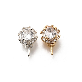 Латунный микро-паве кубический цирконий, за половину пробурено бисера, без кадмия, без никеля и без свинца, цветок