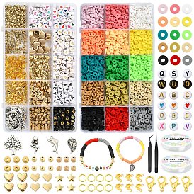 Kits para hacer pulseras elásticas hechas a mano con arcilla polimérica y cuentas de plástico CCB.