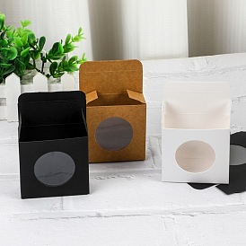 Красно-бумажные картонные шкатулки для драгоценностей, коробки для упаковки мыла ручной работы, с круглым прозрачным окном, квадратный