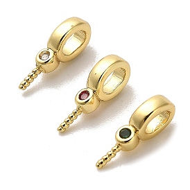 Brass Micro Pave Cubic Zirconia Cup Pearl Peg Bails Pin Pendants, Long-Lasting Plated, Cadmium Free & Lead Free, Real 18K Gold Plated