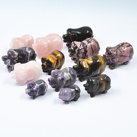 Promotional tiger eye stone, amethyst rose stone, lucky pig carved handicrafts, decorative ornaments