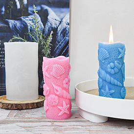 DIY Silicone Candle Molds, for Scented Candle Making, 3D Pillar with Shell Conch Starfish Shape