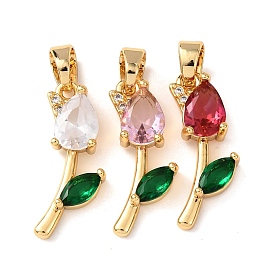 Латунные микро проложить кубического циркония подвески, со стеклом, , без никеля , реальный 18 k позолоченный