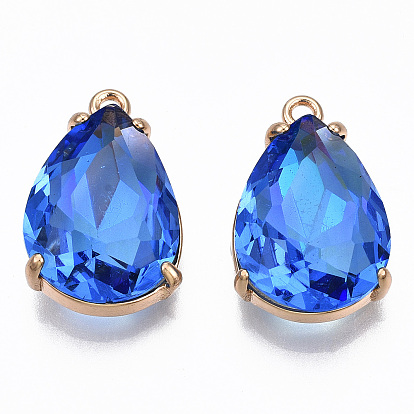 Подвески гальванизируйте стекла, с выводами из латуни свет золота, долговечный, граненые, слеза