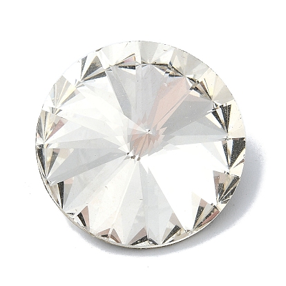 Cabujones de diamantes de imitación de cristal facetado, señaló hacia atrás, plano y redondo