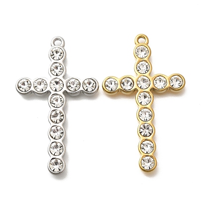 304 подвески из нержавеющей стали, со стразами, ионное покрытие (ip), крестик