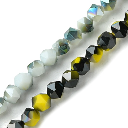 Electroplate Glass Beads Strands, Faceted Round