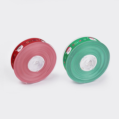 Polyester Printed Grosgrain Ribbons, Christmas Theme, Santa Claus
