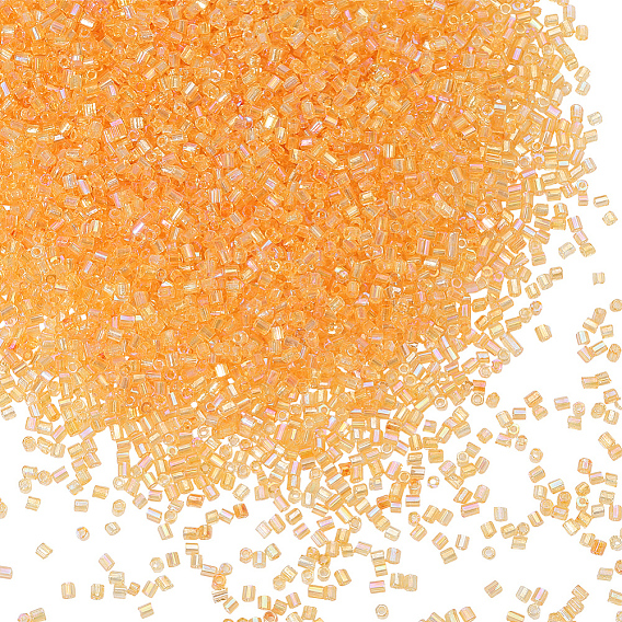120G Glass Bugle Beads, Transparent Colours Rainbow