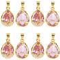 8 шт. Стеклянные подвески, подвески-капли из латуни с паве из кубических цирконий