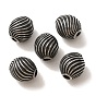 304 Stainless Steel Beads, Oval with Spiral Stripe Pattern