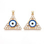 Латунные подвески с микропаве из прозрачных кубических цирконий для женщин, треугольник с глазом, cmолой, реальный 18 k позолоченный